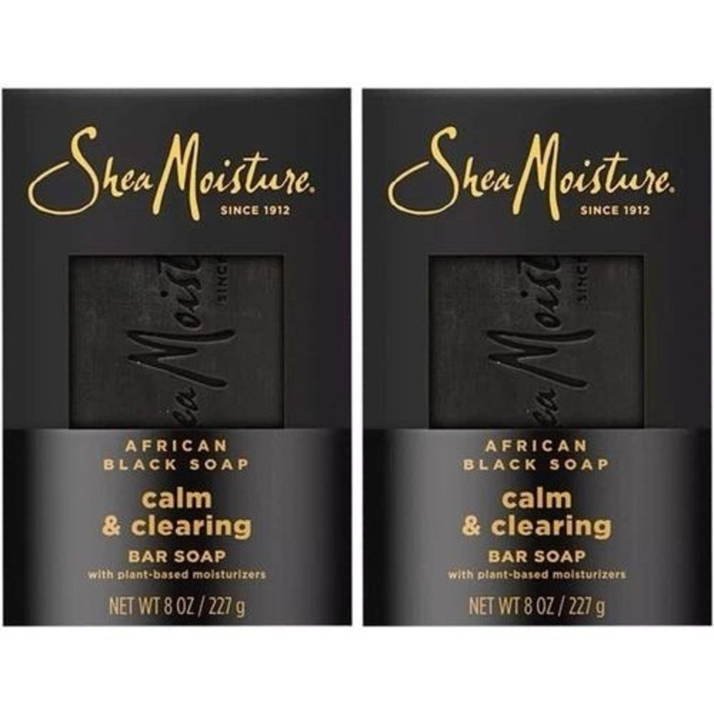 (2) SheaMoisture Plant-based African Black Soap Calm&Clearing Bar Soap 8oz/227g